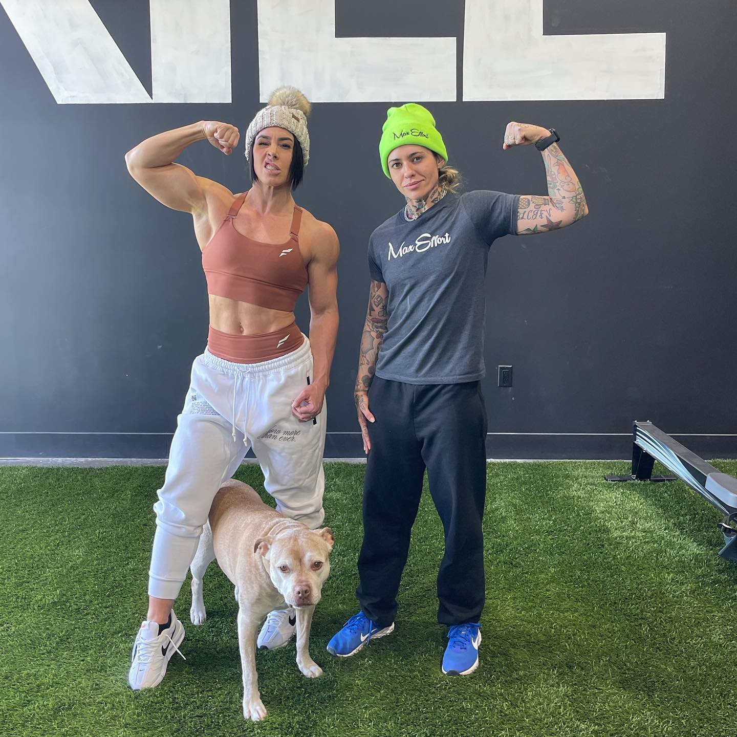 Image of Morgan Wade and @danalinnbailey after a workout in Montana